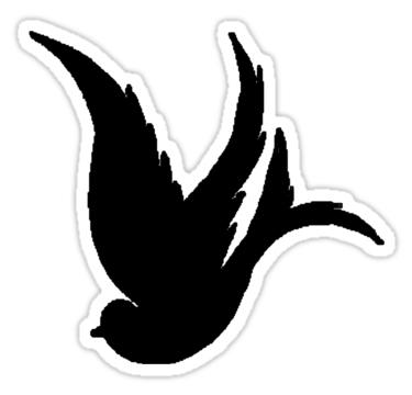 Whimsical Bird Black Silhouette Art by MADART" Stickers by ...