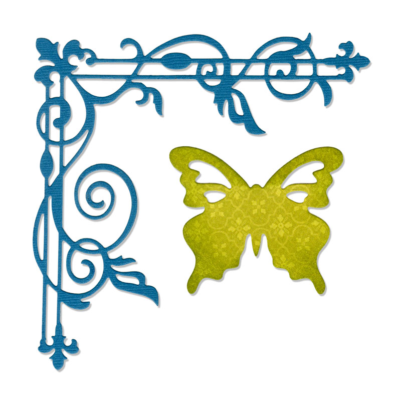 Sizzix - Thinlits - Thinlits 2PK Corner Flourish & Butterfly