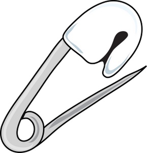 Baby Pin Clipart Image - Black and white baby pin drawing