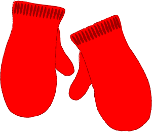 Red Mittens Clip Art: Winter Scrapbook Graphic