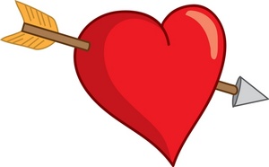 Cupids Arrow Clipart Image - Cupid's arrow through a red valentine ...