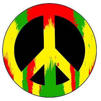 Rasta Peace Sign Wall Decal, Jamaican Peace Sign Wall Decal