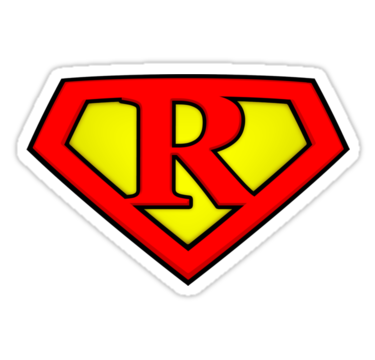 SUPER R Logo Shield" Stickers by adamcampen | Redbubble