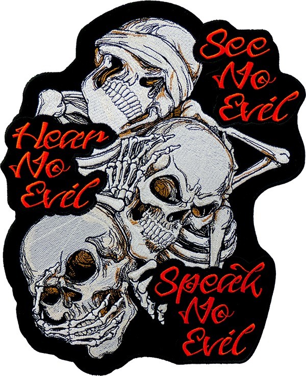 See No Evil Hear No Evil Speak No Evil Skulls Patch | Large Back ...