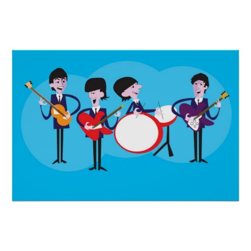 Original Artwork Mod Shag Fab Four Cartoon Poster | Zazzle