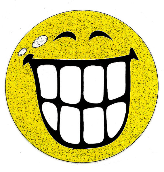 2.75 X 2.75 inch Happy Face showing teeth Smiley by Danny808Glo
