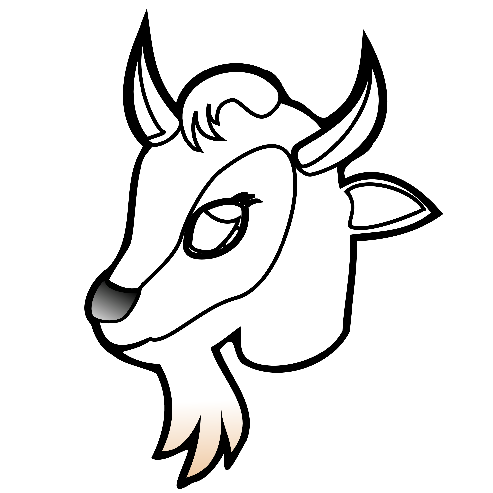Goat Head Black White Line Animal Art Coloring Sheet Colouring ...