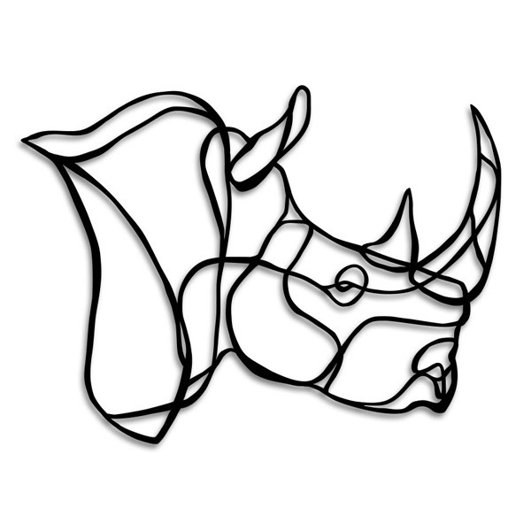 Rhino Head Wooden Wall Art - modern outline wall art - Hu2