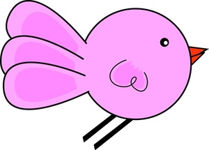 Cartoon Bird Clipart Image - Cute Round, Pink Cartoon Bird