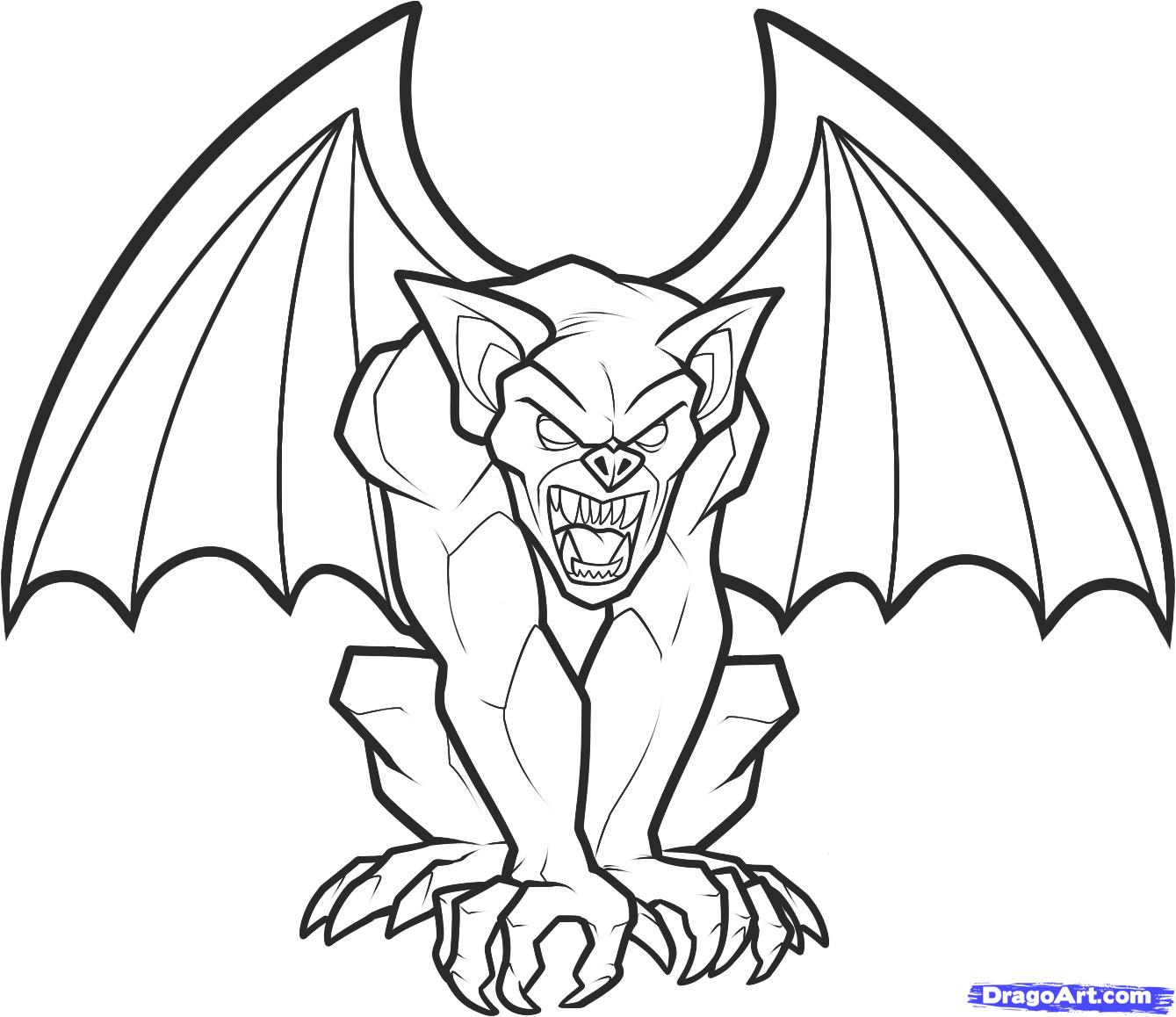 How to Draw a Gargoyle, Step by Step, Creatures, Monsters, FREE ...