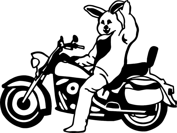 motorcycleM019 - Bunny riding motorcycle vinyl decal. Customize on ...