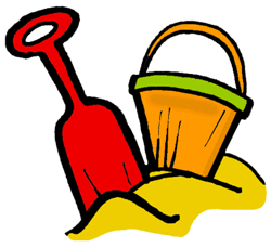 Bucket & Shovel in Sand Clipart