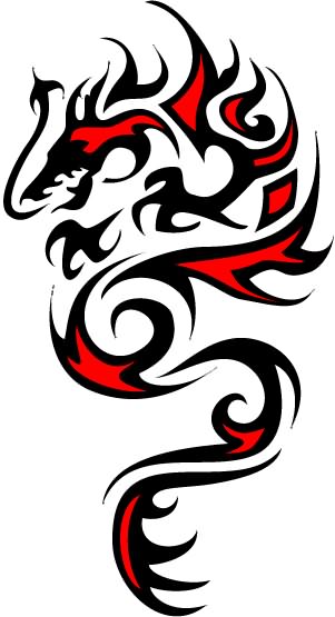 Black And Red Dragon Awesome Design