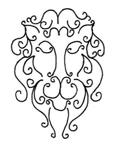 Lion Face Outline Tattoo