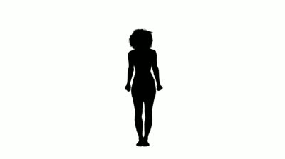 A silhouette of a woman doing exercises with hand weights against ...