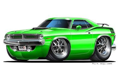 Plymouth Cuda Muscle Car Cartoon Art Print