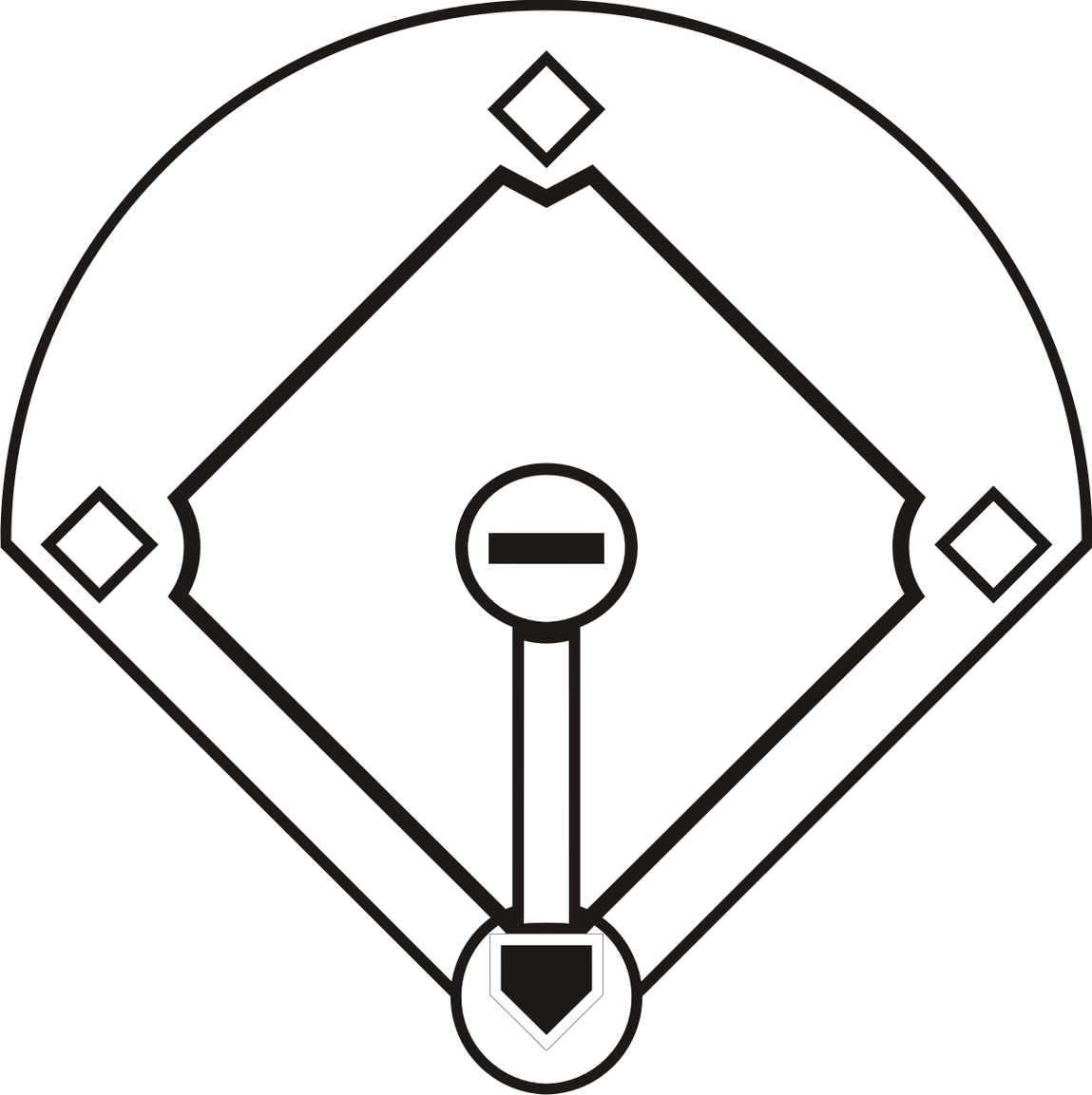 Baseball diamond clipart black and white