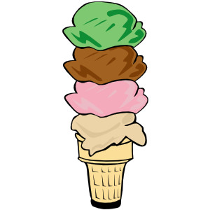Ice Cream Cone (4 Scoop) clip art - vector clip art online ...