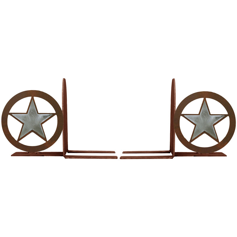Texas Star Burnished Steel Bookends by Ironwood Industries - NC Rustic