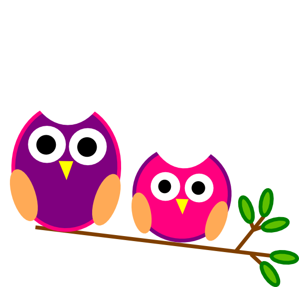 Cute Pink And Purple Owls Clip Art - vector clip art ...