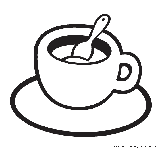 Cup of Tea with a spoon color page