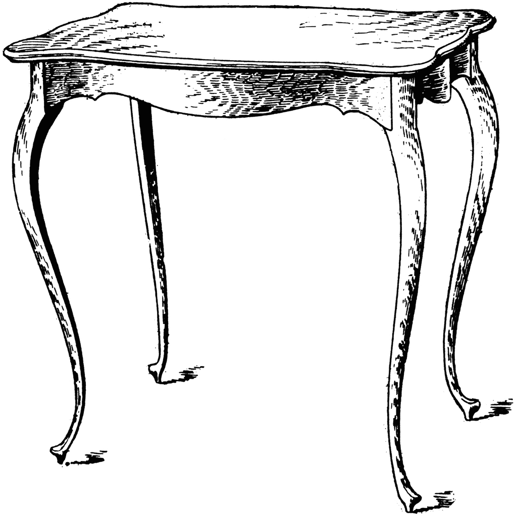 Kitchen table black and white clipart