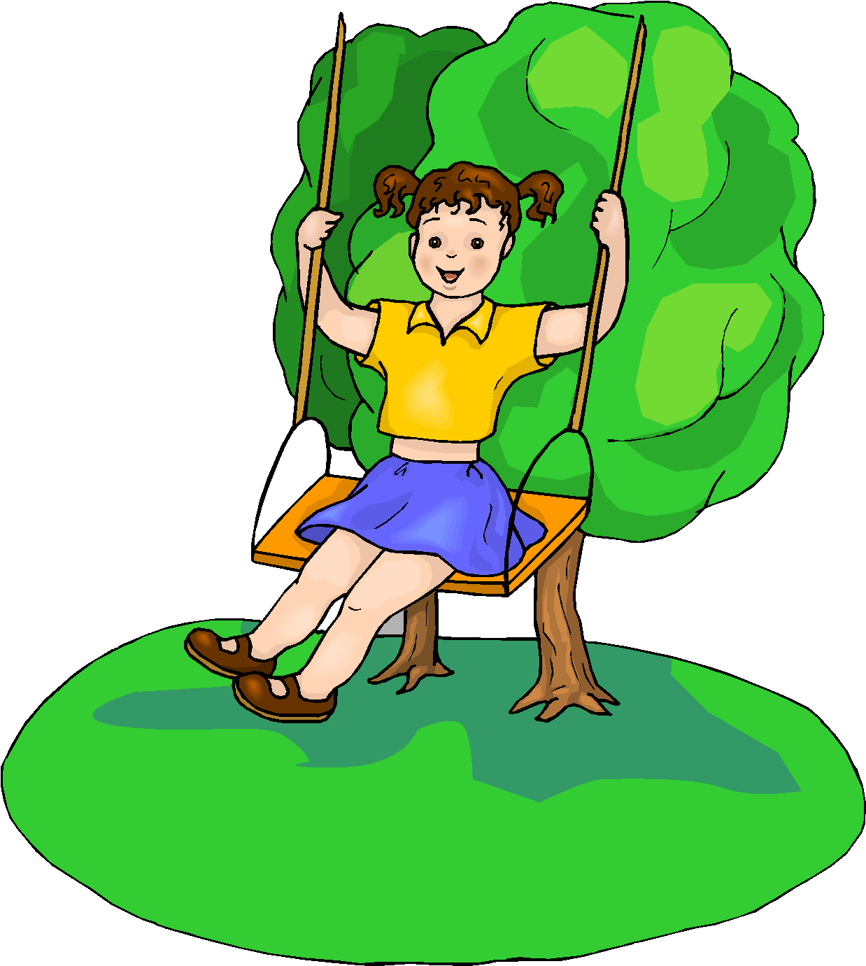 Girl On Swing Clipart