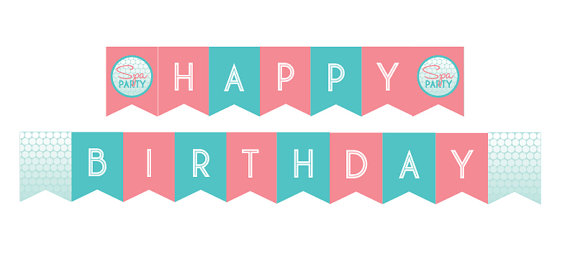 DIY Printable Spa Party Happy Birthday Banner INSTANT DOWNLOAD by ...