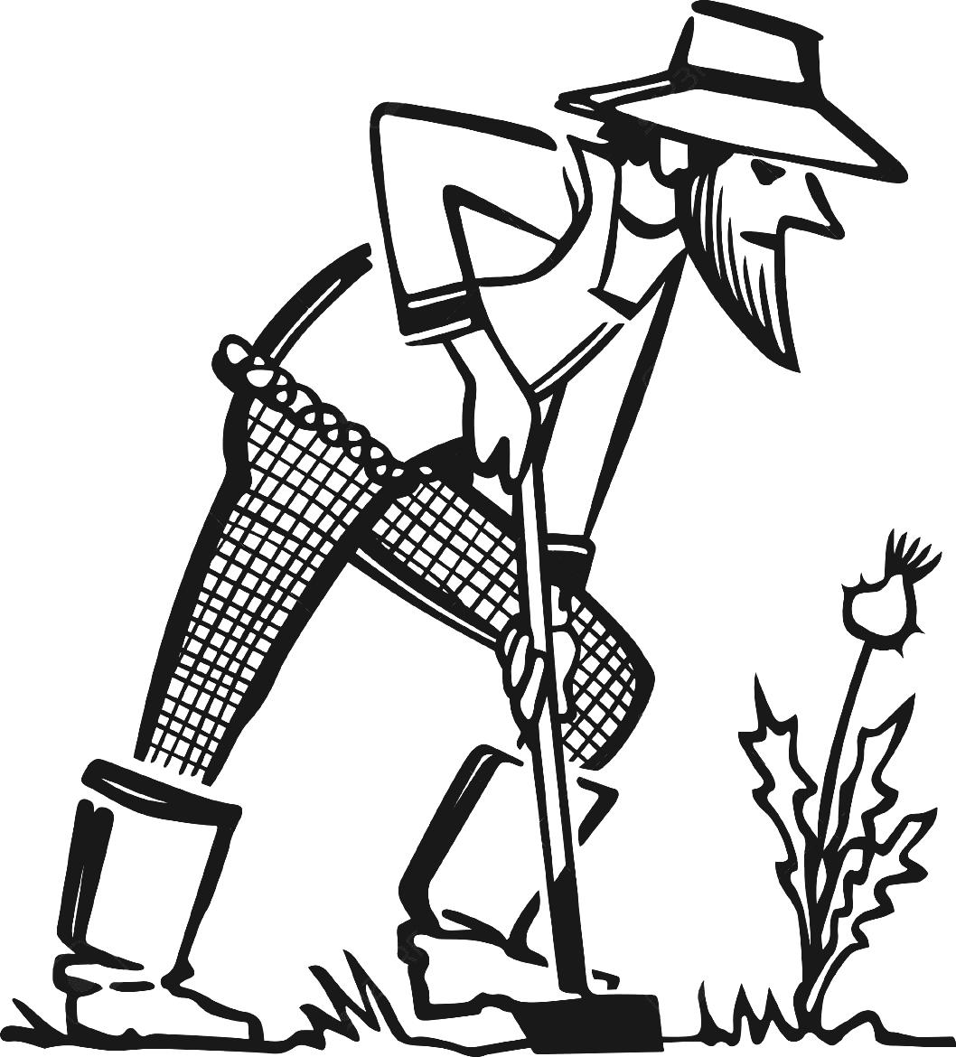 Gardener Man With Shovel Gardening Clipart Black And White Stock ...