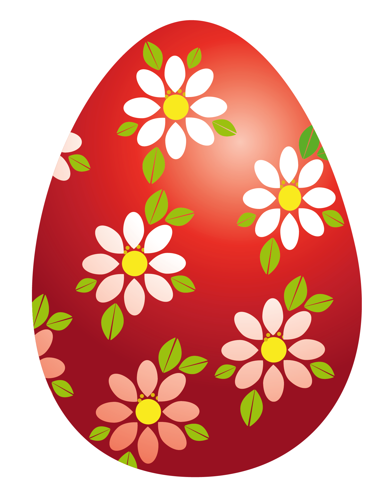 Easter Red Egg with Flowers PNG Clipart Picture