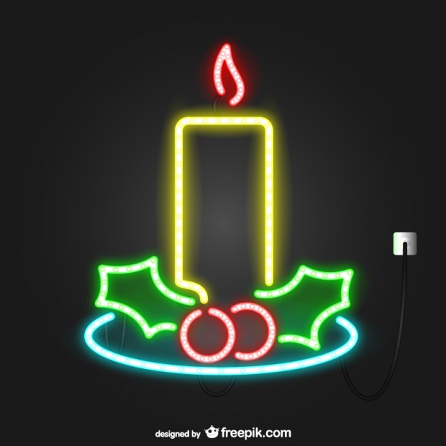 Neon lights Christmas candle Vector | Free Download