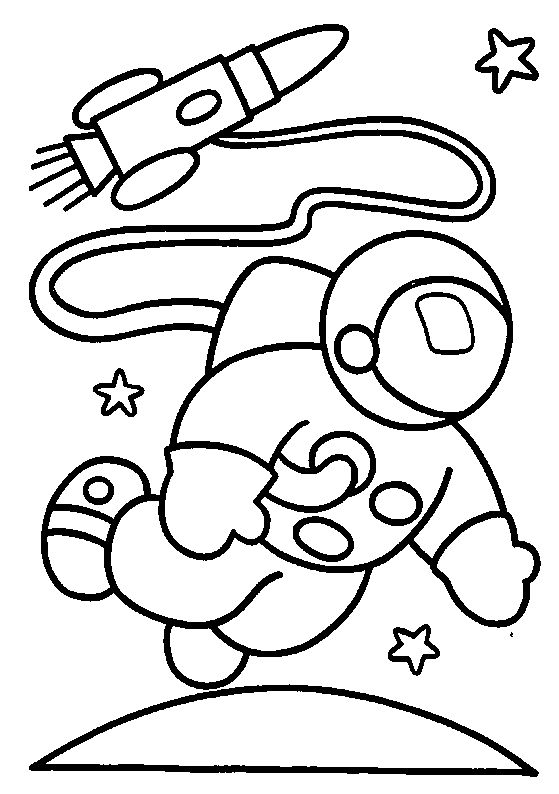 Astronaut and Rocket In Space Coloring Pages | Coloring