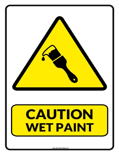 Caution Wet Paint Sign - Free Printable - MyFreePrintable.com