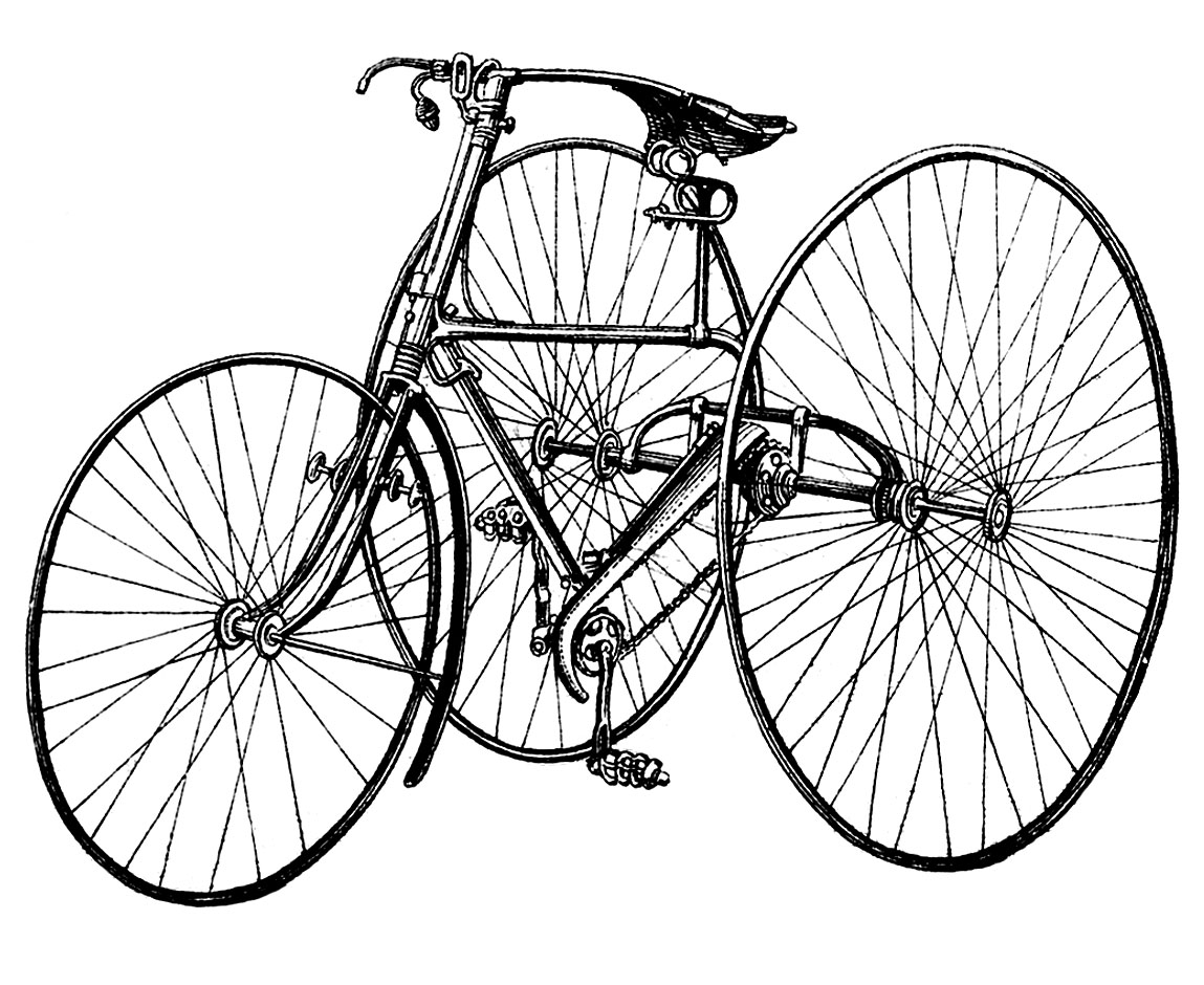 Vintage Clip Art Early Bicycle - Tricycle - Steampunk - The ...