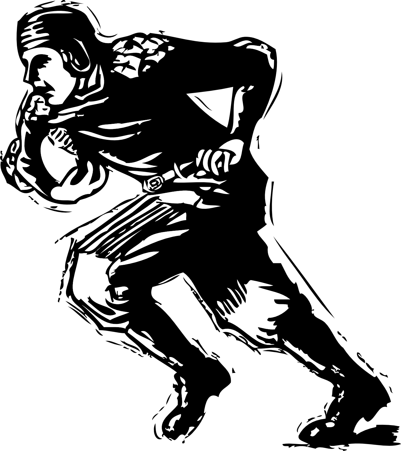 old time football player black white line art ...
