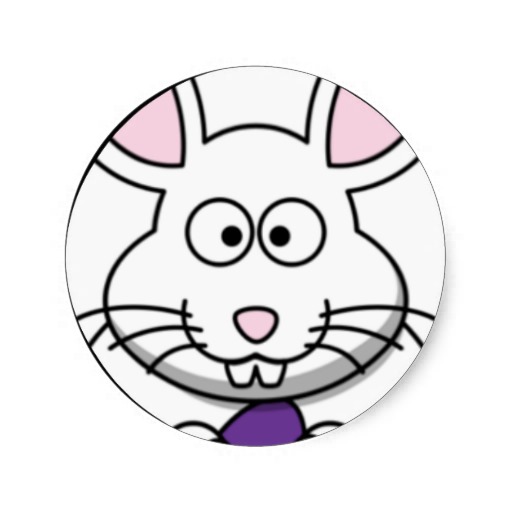 Cartoon Easter Bunny Face Round Sticker from Zazzle.