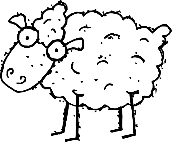 Clip Art: cring sheep black white line animal ...