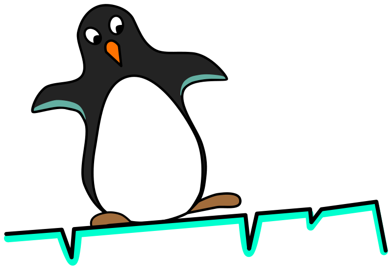 Free Cartoon Penguin Sliding on Ice Clip Art