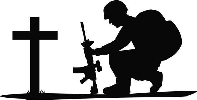 Soldier kneeling silhouette clipart