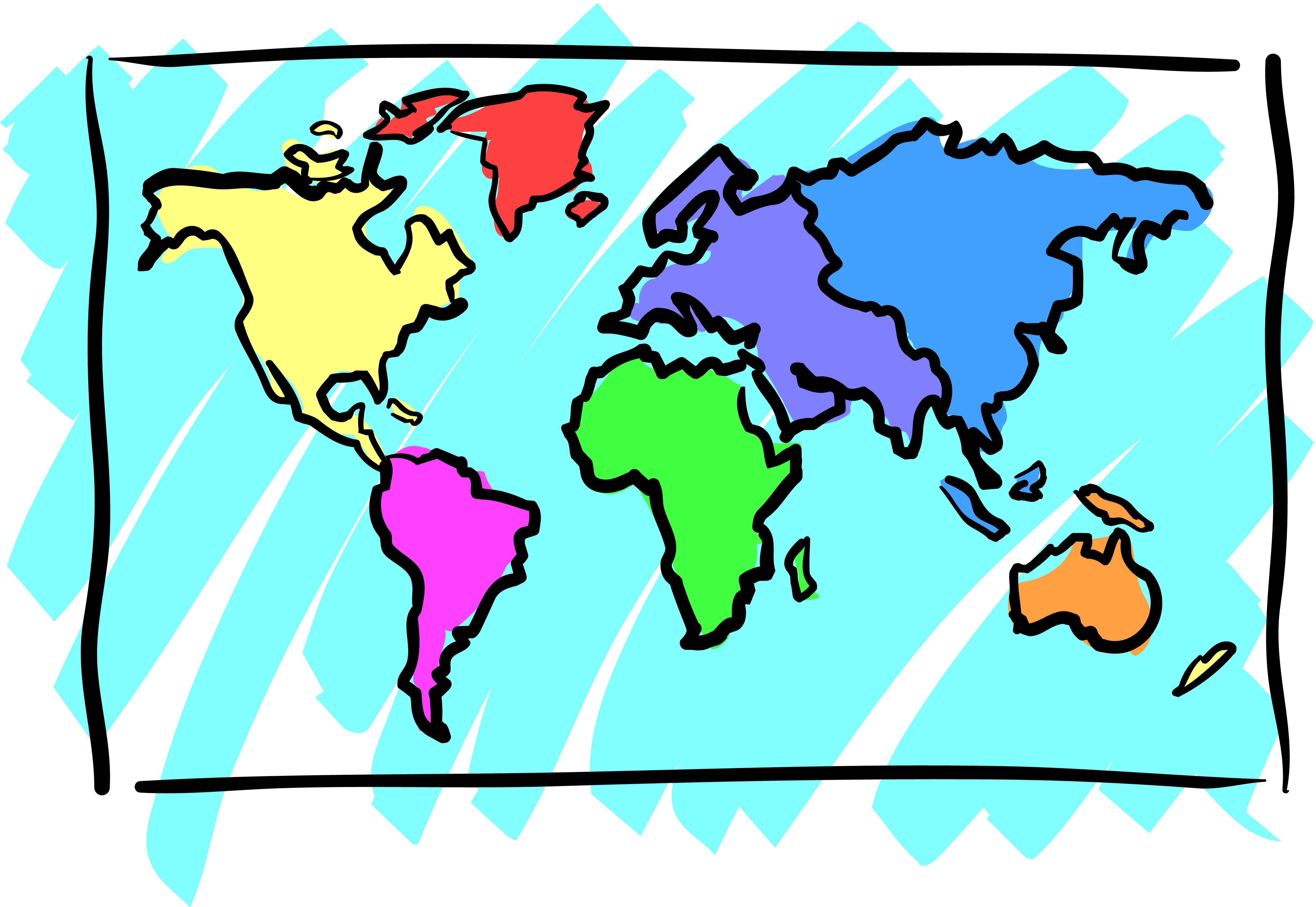 World map outline clipart simple