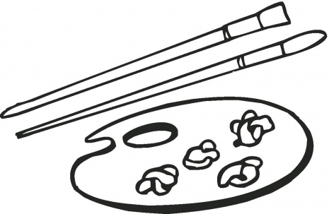 Palette And Brushes coloring page | Super Coloring