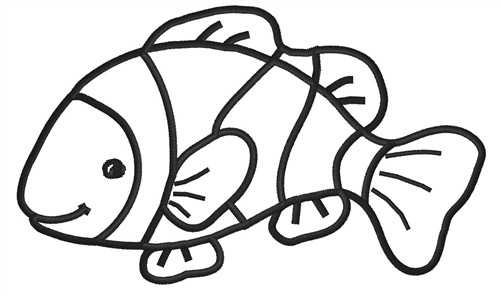 Animals Embroidery Design: Clownfish Outline from King Graphics