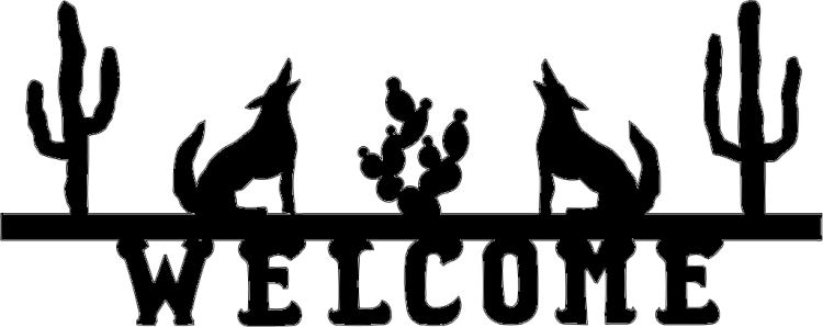 Bar Welcome Howling Coyotes in Desert Silhouette Metal Wall Art ...