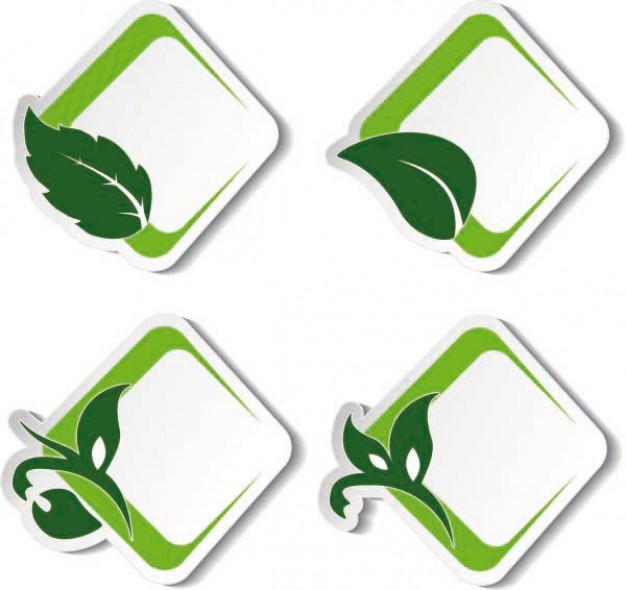environmental green leaf label vector | Download free Vector
