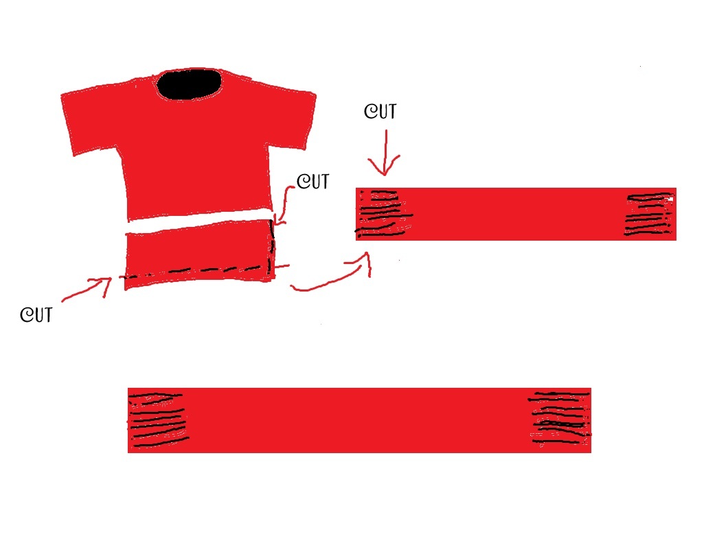 WobiSobi: Red T-shirt Scarf With Gold Polka Dots, DIY