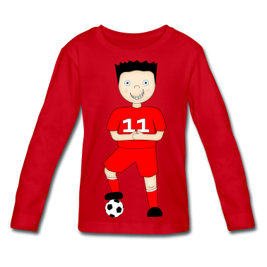 Cartoon Football Plater in Red Strip Long Sleeve Shirt ...