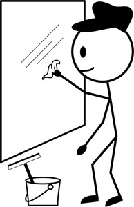 Worker Clipart Image - Stick Figure Man Washing Windows