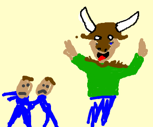 Man scares kids dressed as a Minotaur