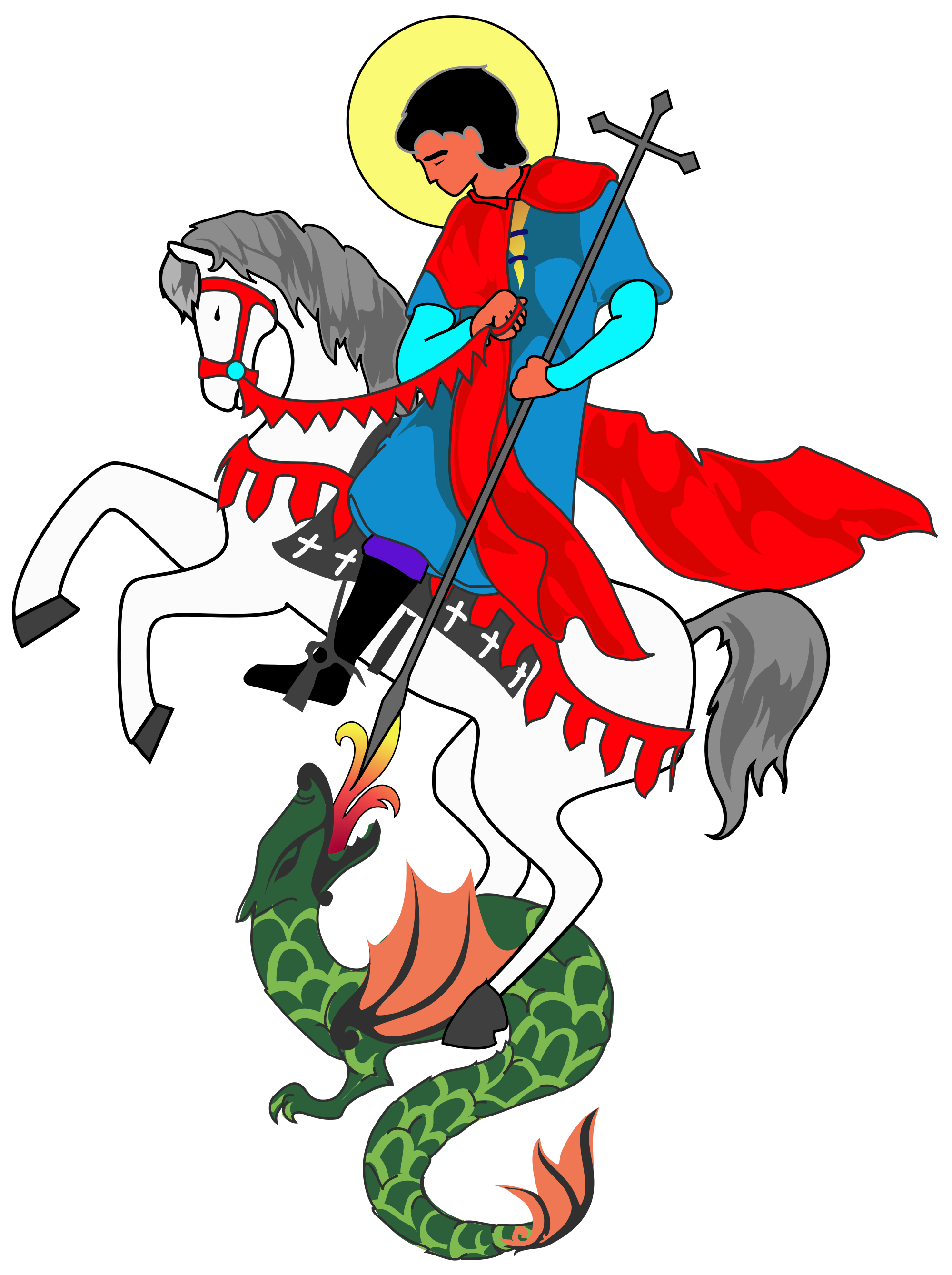File:Saint George and dragon drawing.svg