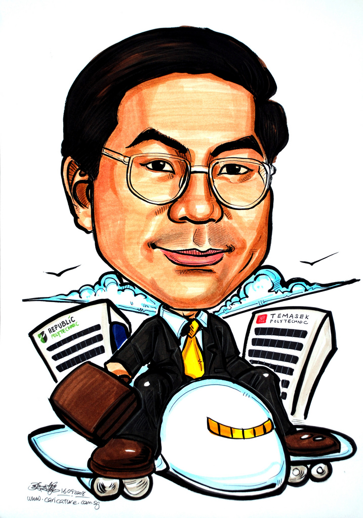 Caricature for Temasek Polytechnic on airplane with busine… | Flickr